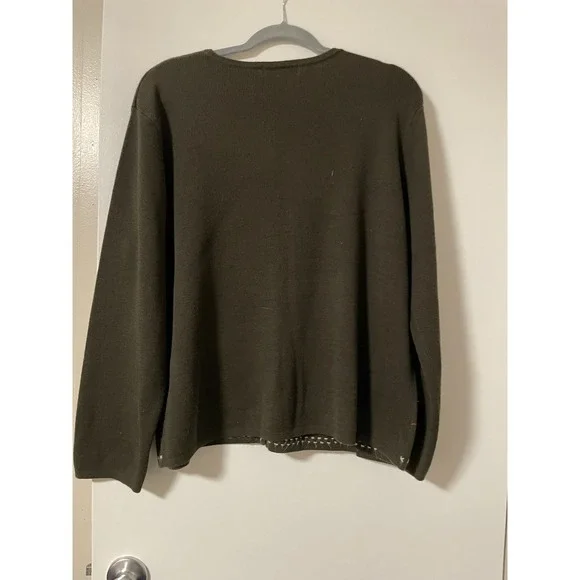 Dressbarn Fall Floral Embroidery Grandma Granny Teacher Sweater Green Size XL - Picture 6 of 10